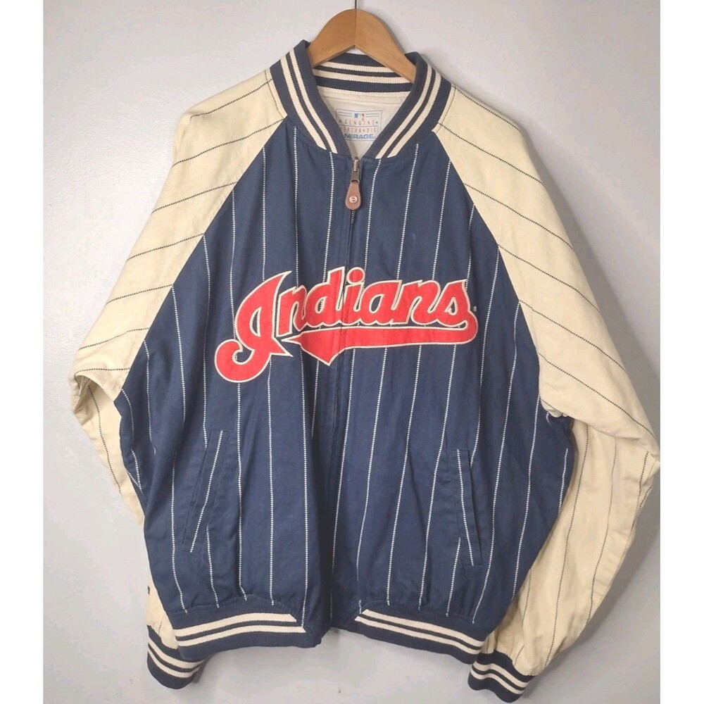 Vintage Cleveland Indians Pinstripe Jacket Size XL Reversible